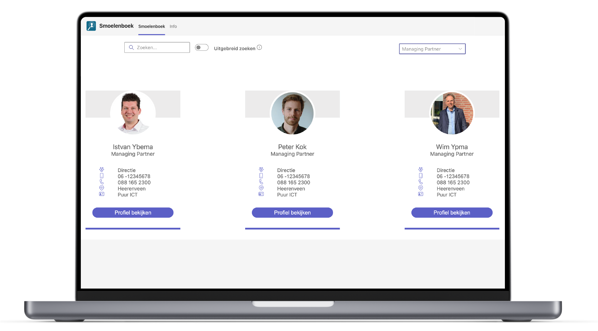 Smoelenboek overzichtspagina | Teams apps Smoelenboek overzichtspagina | Teams apps