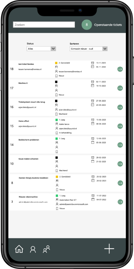 Ticketsysteem overzicht mobiel | Teamsapps Ticketsysteem overzicht mobiel | Teamsapps